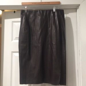 Raisin Vegan Leather Midi Skirt Loft